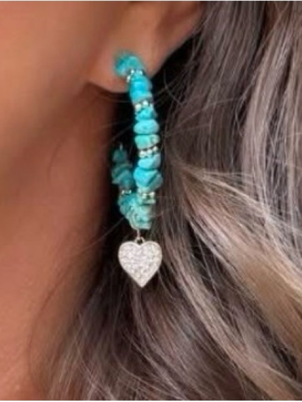 Park Lane Santorini Turquoise Hoop Earrings Heart Charm April Sparkle box